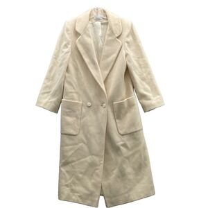 Vintage Wool Blend Trench Coat Women's Large Double Breasted Minimalist USA Made